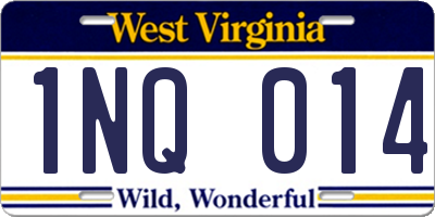 WV license plate 1NQ014