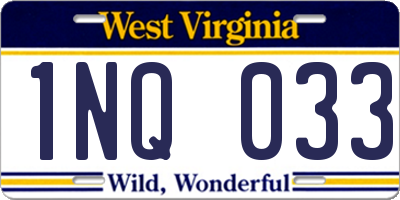 WV license plate 1NQ033