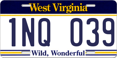 WV license plate 1NQ039