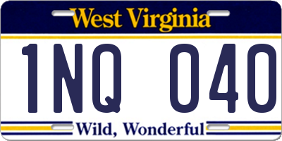WV license plate 1NQ040