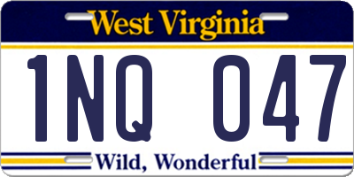 WV license plate 1NQ047