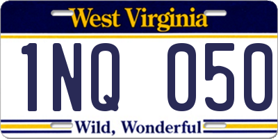WV license plate 1NQ050