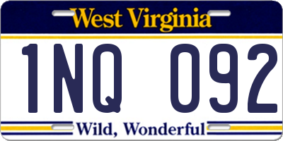 WV license plate 1NQ092