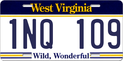 WV license plate 1NQ109