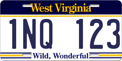 WV license plate 1NQ123