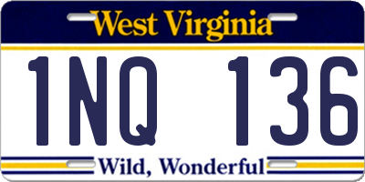 WV license plate 1NQ136