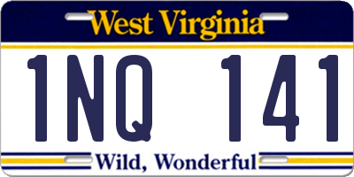 WV license plate 1NQ141