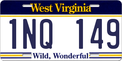 WV license plate 1NQ149
