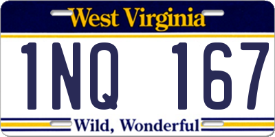 WV license plate 1NQ167