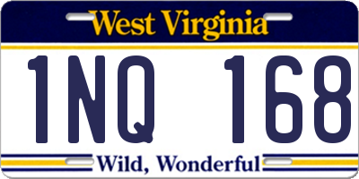 WV license plate 1NQ168