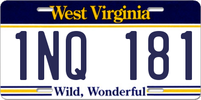 WV license plate 1NQ181