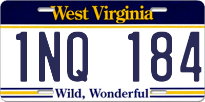 WV license plate 1NQ184