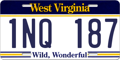 WV license plate 1NQ187