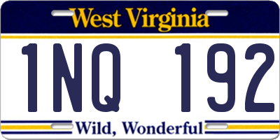 WV license plate 1NQ192