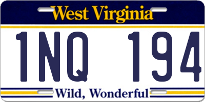 WV license plate 1NQ194
