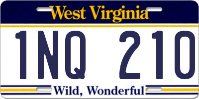 WV license plate 1NQ210