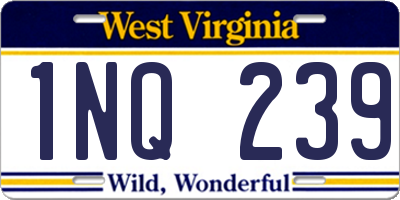 WV license plate 1NQ239