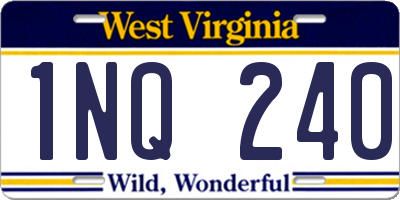 WV license plate 1NQ240