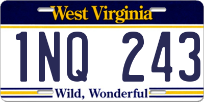 WV license plate 1NQ243