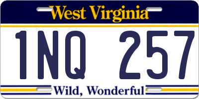 WV license plate 1NQ257