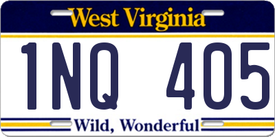 WV license plate 1NQ405
