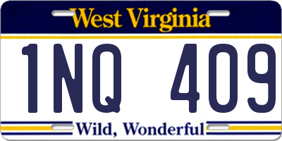 WV license plate 1NQ409