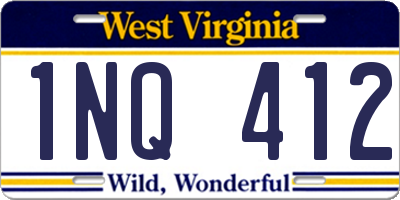 WV license plate 1NQ412