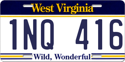WV license plate 1NQ416