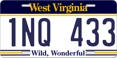 WV license plate 1NQ433
