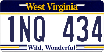 WV license plate 1NQ434