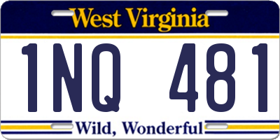 WV license plate 1NQ481
