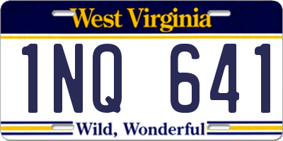 WV license plate 1NQ641