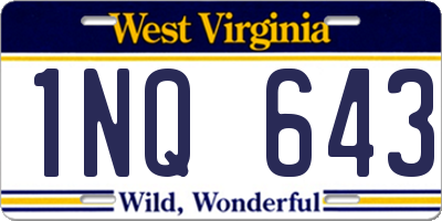 WV license plate 1NQ643
