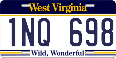 WV license plate 1NQ698