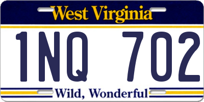 WV license plate 1NQ702