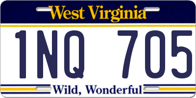 WV license plate 1NQ705