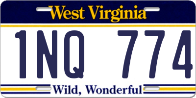 WV license plate 1NQ774