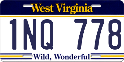 WV license plate 1NQ778