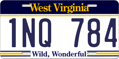 WV license plate 1NQ784
