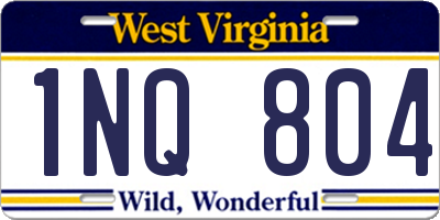 WV license plate 1NQ804