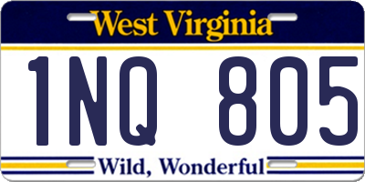 WV license plate 1NQ805