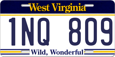 WV license plate 1NQ809
