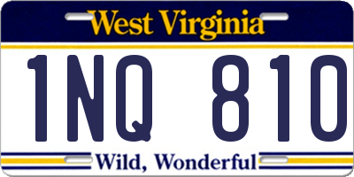 WV license plate 1NQ810