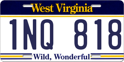WV license plate 1NQ818