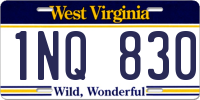 WV license plate 1NQ830