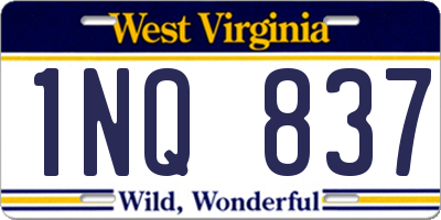 WV license plate 1NQ837