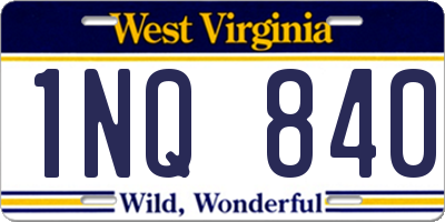 WV license plate 1NQ840