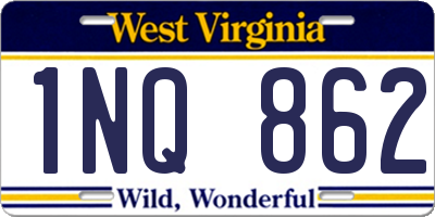 WV license plate 1NQ862