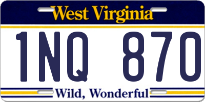 WV license plate 1NQ870