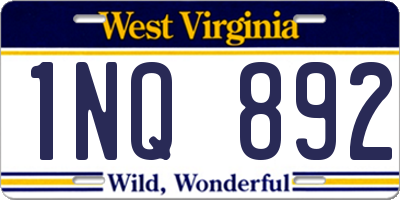 WV license plate 1NQ892